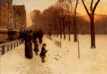 Childe Hassam : Boston Common at Twilight